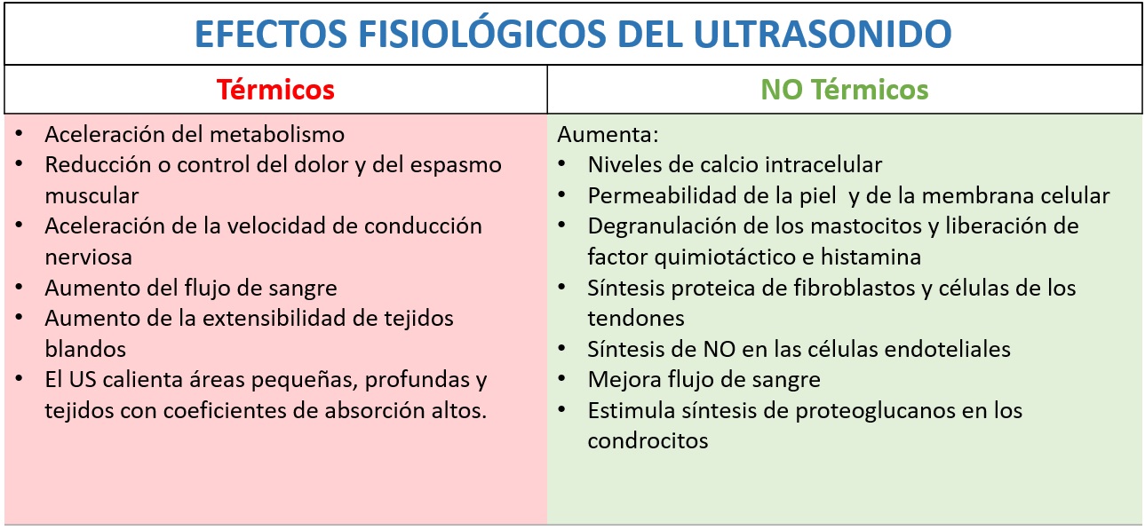 Efectos fisiológicos provocados por el US